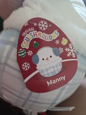 Original Squishmallows Manny Plush - Light Blue & White